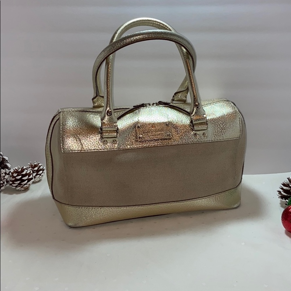 Auth kate spade Leather & Canvas Speedy Purse SALE